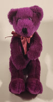 Purple Teddy Bear with Red Bow 8" Stuffed Beanie Plush Toy