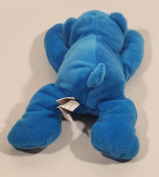 Laying Blue Teddy Bear with White Paws 8" Stuffed Beanie Plush Toy