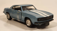 1999 New Ray Speedy Power 1969 Chevrolet Camaro Z28 Metallic Light Blue with White Stripes 1/32 Scale Pull Back Die Cast Toy Car Vehicle with Opening Doors