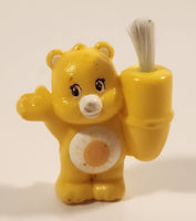 Care Bears Yellow Sunshine Bear with Brush 1 3/8" Tall Miniature Plastic Toy Figure