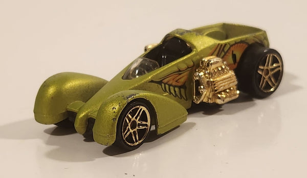 2009 Hot Wheels Trick Tracks Screamin' Hauler Satin Lime Green Die Cast Toy Car Vehicle
