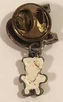 I Heart Love Lapel Pin with Hanging Bear Charm