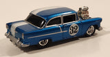 Rare 2004 Playing Mantis Johnny Lightning 1955 Chevy Sedan #32 Blue with White Stripe 1/64 Scale Die Cast Toy Car Vehicle