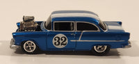 Rare 2004 Playing Mantis Johnny Lightning 1955 Chevy Sedan #32 Blue with White Stripe 1/64 Scale Die Cast Toy Car Vehicle