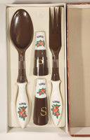 Vintage Florida Plastic Salad Hostess Set Ford Spoon and Salt and Pepper Shakers New in Box