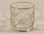 Vintage 1940s Bartlett Collins Frosted Grapes and Leaves Gold Rimmed Double Handle Glass Sugar Bowl