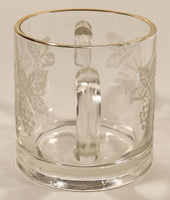 Vintage 1940s Bartlett Collins Frosted Grapes and Leaves Gold Rimmed Double Handle Glass Sugar Bowl