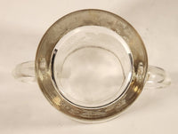 Vintage 1940s Bartlett Collins Frosted Grapes and Leaves Gold Rimmed Double Handle Glass Sugar Bowl