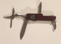 Vintage Swiss Army Style Red Multi Tool Folding Pocket Knife with Compass