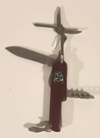 Vintage Swiss Army Style Red Multi Tool Folding Pocket Knife with Compass