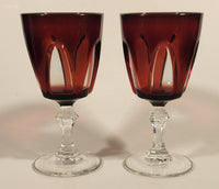 Vintage Cristal D'arques Durand Gothic Ruby Red Wine Sherry Glasses Set of 2