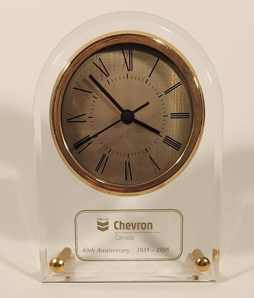 Chevron Canada 60th Anniversary 1935 - 1995 Clear Acrylic Desk Clock