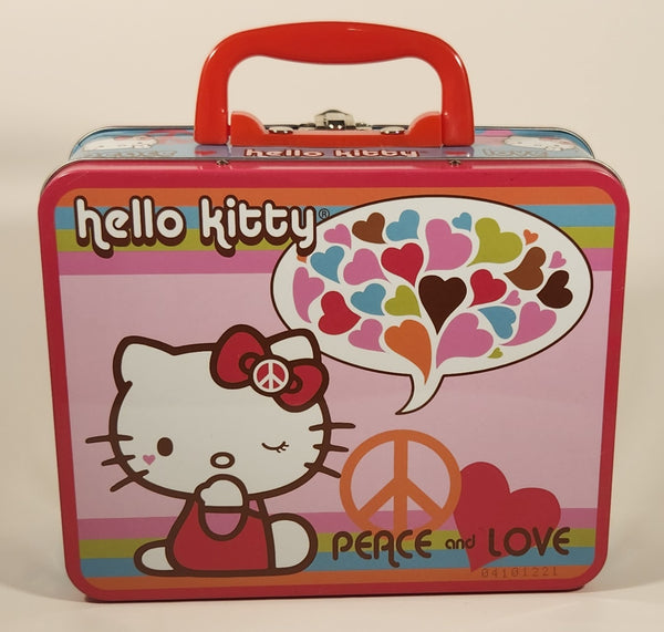 2010 Pressman Toy Corporation Sanrio Hello Kitty Peace Love Tin Metal Lunch Box
