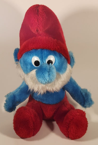 1979 Wallace Berrie Peyo Schleich The Smurfs Papa Smurf Sitting 10" Tall Stuffed Toy Plush