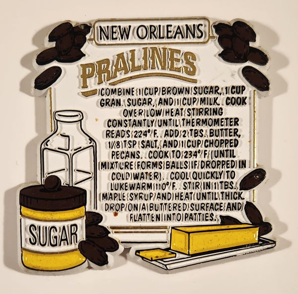 Rare Vintage New Orleans Pralines Recipe 2 3/4" x 2 3/4" Rubber Fridge Magnet