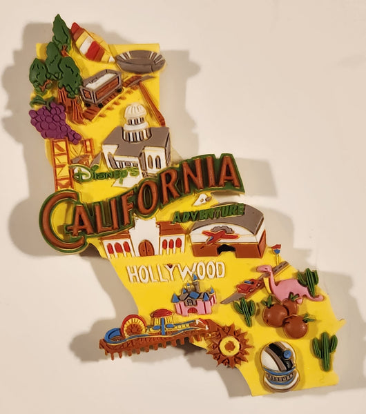 Walt Disney Parks and Resorts Disney's California Adventure Hollywood Exclusive 3D State Shaped 3" x 4" Rubber Fridge Magnet