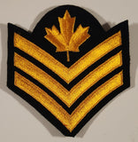 Canadian Army Sergeant Three Chevrons Maple Leaf 4 x 4 1/4" Fabric Patch Badge
