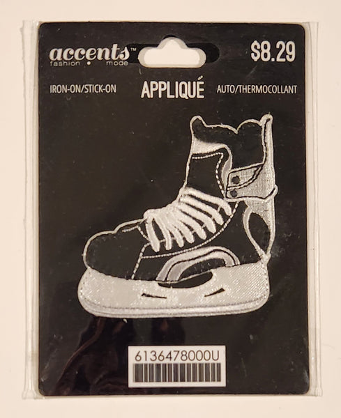 Accents Fashion Mode Applique Ice Hockey Skate Iron-on/Stick-on 2 1/4" x 2 3/8" Embroidered Fabric Patch Badge New in Package