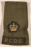 Royal Canadian Army RCOC Ordnance Corps Warrant Officer Crown 2 1/2" x 4 1/4" Shoulder Title Epaulet Fabric Patch Badge