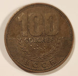 2007 Costa Rica 100 Colones Brass Plated Steel Metal Coin