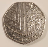 2019 UK Great Britain Royal Shield of Arms Fifty Pence Copper-Nickel Metal Coin