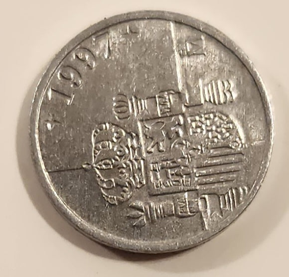 1997 Spain 1 Pesetas Aluminum Metal Coin