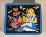 Disney Alice In Wonderland "Back" "That Way" Blue and Black Tin Metal Lunch Box