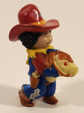 Vintage 1984 OAA Cabbage Patch Kids Boy in Cowboy Costume Riding Stick Horse 2 3/4" PVC Toy Figure