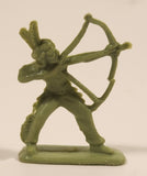 Native Indian Warrior with Bow and Arrow Green 2" Tall Plastic Toy Figure