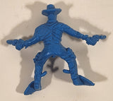 Cowboy with Two Pistols Blue 1 3/4" Tall Plastic Toy Figure