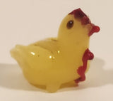 Yellow Chicken Hen Miniature Tiny 5/8" Hand Blown Glass Figurine