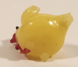 Yellow Chicken Hen Miniature Tiny 5/8" Hand Blown Glass Figurine
