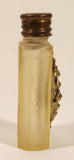Antique Czech Jeweled Ornate Gold Design with Blue Stone Frosted White Glass Miniature 2 1/4" Perfume Bottle