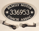 Vintage Family Motor Coach Assoc. Oval Hard Thick Plastic Oval License Plate 336953 with Attachment Brackets