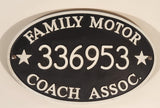 Vintage Family Motor Coach Assoc. Oval Hard Thick Plastic Oval License Plate 336953 with Attachment Brackets