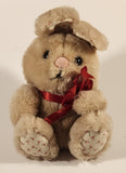 1982 R. Dakin & Company Light Brown Bunny Rabbit with Red Bow 8" Stuffed Plush Toy