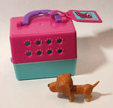 Kidsmania Puppy Love Dog Daschund 1 1/4" Plastic Toy Figure and Dog House Carrier