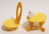 2015 Kinder Maxi Hello Kitty Tea Break Yellow Chair and Table with Tea Set Plastic Toy Dollhouse Furniture