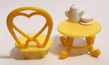 2015 Kinder Maxi Hello Kitty Tea Break Yellow Chair and Table with Tea Set Plastic Toy Dollhouse Furniture