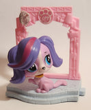 2015 McDonald's Hasbro LPS Littlest Pet Shop Zoe Trent Puppy Dog Pink 3 1/2" Plastic Toy Figure On Base