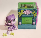 2014 Hasbro LPS Littlest Pet Shop Sunshine Sweetness Monkey Purple 2 1/8" Plastic Toy Figure #3821 with Accessories and Building Block