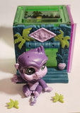 2014 Hasbro LPS Littlest Pet Shop Sunshine Sweetness Monkey Purple 2 1/8" Plastic Toy Figure #3821 with Accessories and Building Block