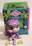 2014 Hasbro LPS Littlest Pet Shop Sunshine Sweetness Monkey Purple 2 1/8" Plastic Toy Figure #3821 with Accessories and Building Block
