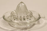 Vintage 1940s Lemon Hand Juicer Reamer Depression Glass Bowl with Handle and Pour Spout