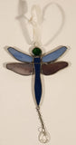 Blue and Purple Dragonfly Stained Glass Window Suncatcher Hanging