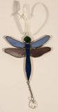 Blue and Purple Dragonfly Stained Glass Window Suncatcher Hanging