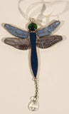 Blue and Purple Dragonfly Stained Glass Window Suncatcher Hanging