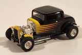 Rare 2000 RV-MM LLC Road Signatures Show Rodz 1932 Ford 3-Window Coupe Black and Yellow Die Cast Toy Car Vehicle with Rubber Tires