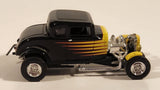 Rare 2000 RV-MM LLC Road Signatures Show Rodz 1932 Ford 3-Window Coupe Black and Yellow Die Cast Toy Car Vehicle with Rubber Tires