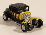 Rare 2000 RV-MM LLC Road Signatures Show Rodz 1932 Ford 3-Window Coupe Black and Yellow Die Cast Toy Car Vehicle with Rubber Tires